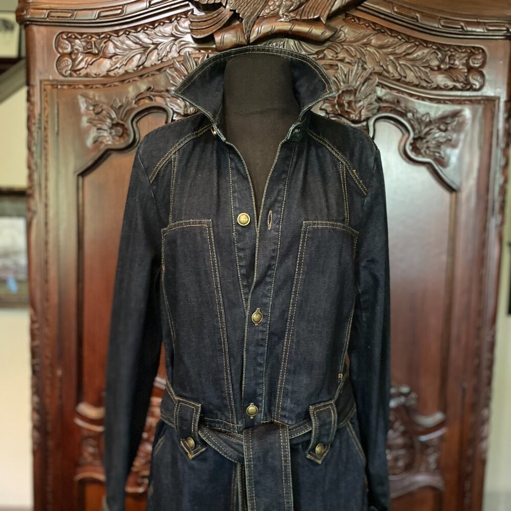 Brand New with Tags Free People Structured Belted Denim Jacket in Indigo, Size L - Picture 11 of 15
